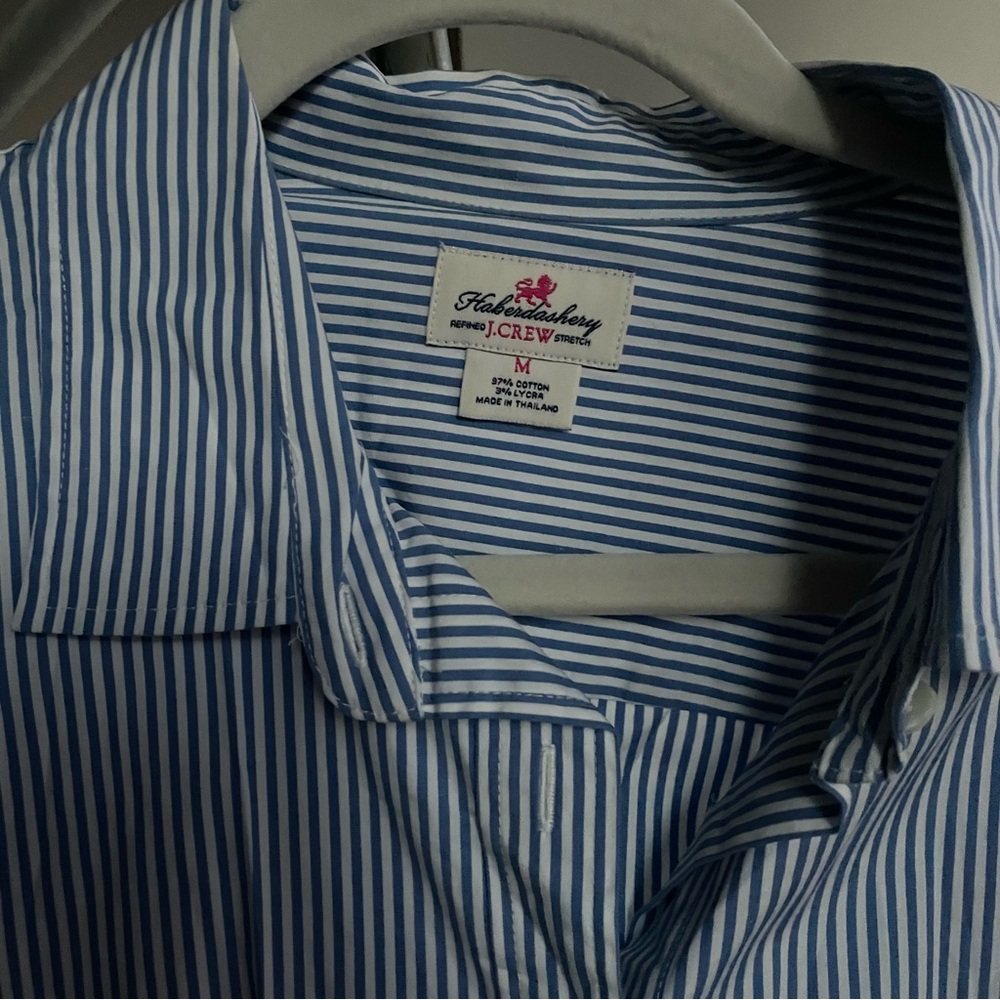 J Crew Navy Striped Button Down Blouse - Picture 3 of 4